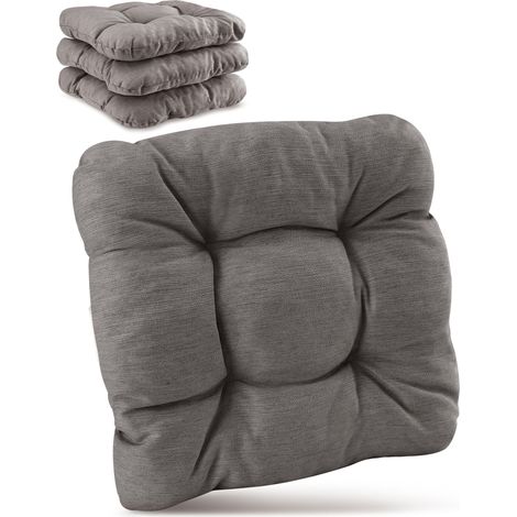 Lot de 4 coussins de chaise Premium gris clair HighLux SK, 40x40x8cm