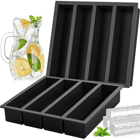 2 piezas, Bandejas grandes de silicona para cubitos de hielo, para whisky, whisky, cócteles, bandeja de silicona reutilizable libre de BPA (1/5)