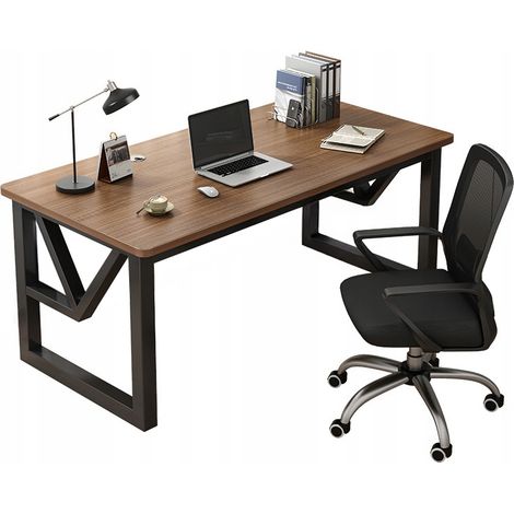 Modernes Gaming-Schreibtisch aus dunklem Buchenholz im industriellen Loft-Stil, 120 cm (1/5)