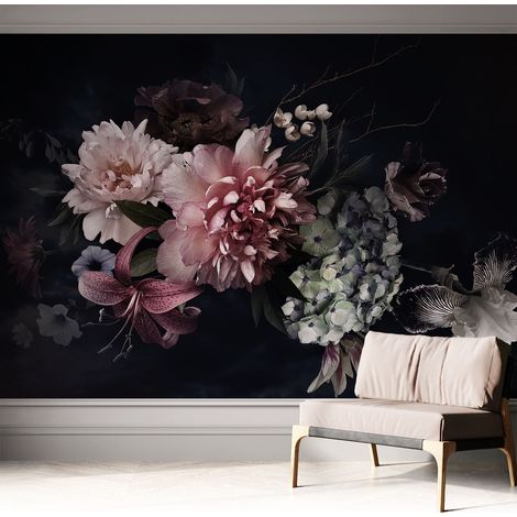 Papier peint autocollant décoratif à motifs pour salon chambre et bureau Tapete adhésif pour décoration Composition florale 312x219 cm (1/5)