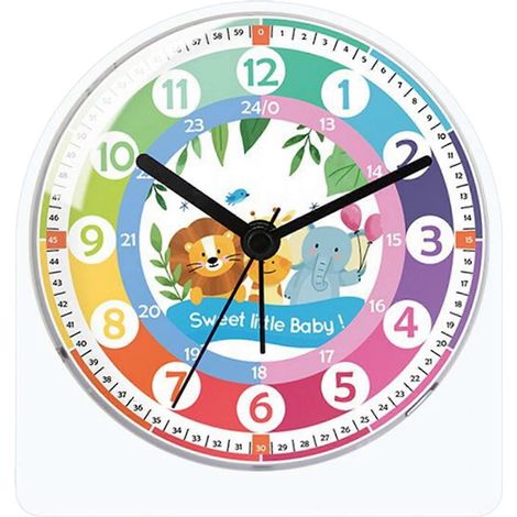Réveil analogique pour enfants avec veilleuse, sans tic-tac, idéal pour le salon, la chambre d'enfant, le zoo. (1/5)