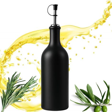 Dispenser Huile Et Vinaigre - Bouteille En Céramique Noire 500 ml - Pour Cuisine Et Table - 1 Pièce (1/5)