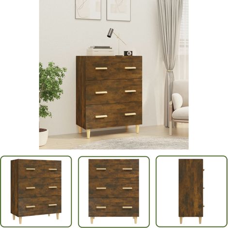 Buffet Commode Armoire Luxueux, pour Salon Chambre Entrée Cuisine, Chêne fumé 70x34x90 cm Bois d'ingénierie OIB7320E (1/5)