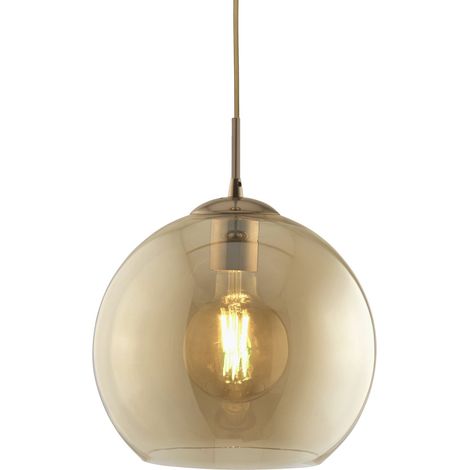 Searchlight Balls - Luminaire suspendu à 1 dôme en laiton antique, ambre, verre, E27 (1/4)