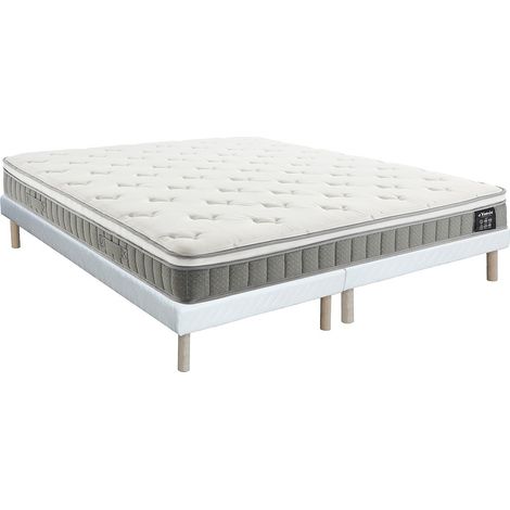 Ensemble 180 x 200 cm sommier tapissier + matelas ressorts ensachés et accueil mémoire de forme ép.21cm - VITOGO de YSMÉE (1/5)
