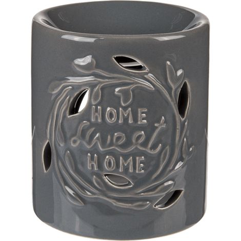 Brûle-Parfum home sweet home en céramique grise (1/2)