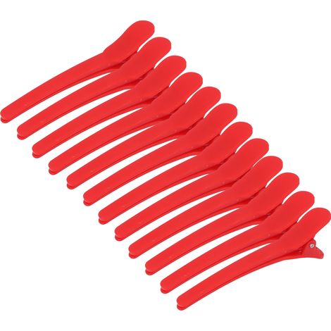 12 Pinces à Cheveux Rouges, Clips de Coiffage Anti-Dérapants en Plastique, Pince Canard pour Coiffure, Barrettes de Salon, Lot de 12 (1/5)