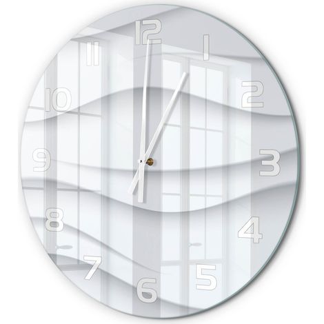Horloge Murale Ronde Décoration Classique Verre Trempé Silencieuse Élégante Abstraction de vague fi 60 cm (1/5)