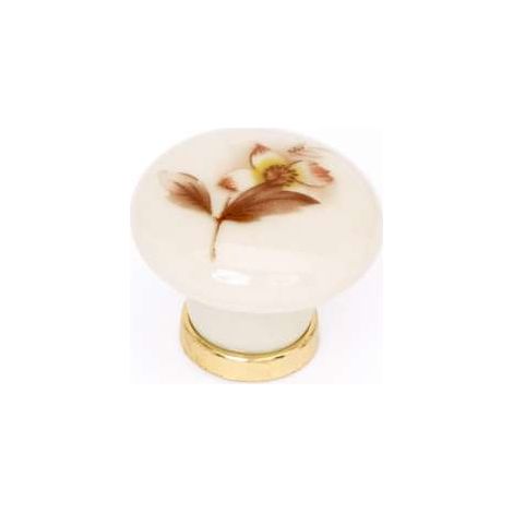 Pomolo autunno in porcellana finitura oro/bianco 30 mm