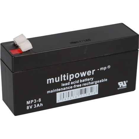 Multipower MP3-8 AGM Bleiakku 8V 3Ah – F4,8 mm (1/5)