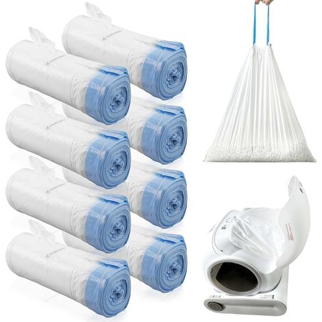160 bolsas autolimpiables para arena de gato de 50x40 cm, bolsas para arena de gato, rollos de arena para gato, 8 rollos, duraderas, resistentes al desgarro para arena autolimpiable, color azul (1/5)