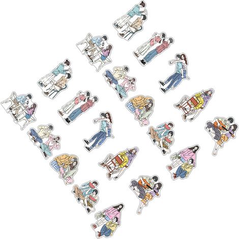 Set mit 20 niedlichen Aufklebern für romantische Paare, starke DIY-Klebstoffe, dekorativ für Alben, Scrapbooking, Notizbücher, Typ 2, trendiger Stil. (1/5)
