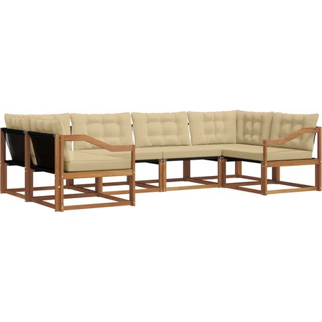 Ensemble de canapés d'extérieur 6 pcs Salon de jardin Naturel et Beige (1/5)