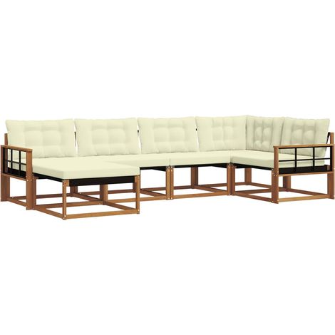 Outdoor Sofa Set with Cushion 6 pcs Natural and Cream vidaXL (1/5)