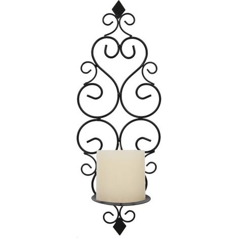 Applique da parete per candele: portacandele da parete, elementi decorativi da parete con volute in ferro, neri (1/2)