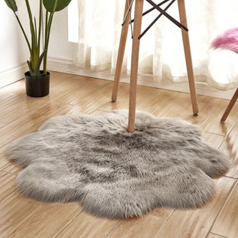 Faux Peau de Mouton en Laine Tapis,Cozy Sensation comme véritable Laine Tapis en Fourrure synthétique, Man-Made Luxe Laine Tapis de Canapé Coussin (Gris, 45 x 45CM) (1/4)