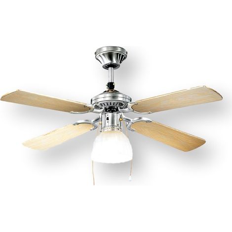 Perenz 7064CR Ventilatore a Soffitto 4 pale Diametro 105 cm Kit Luce Colore Cromo - Legno (1/3)