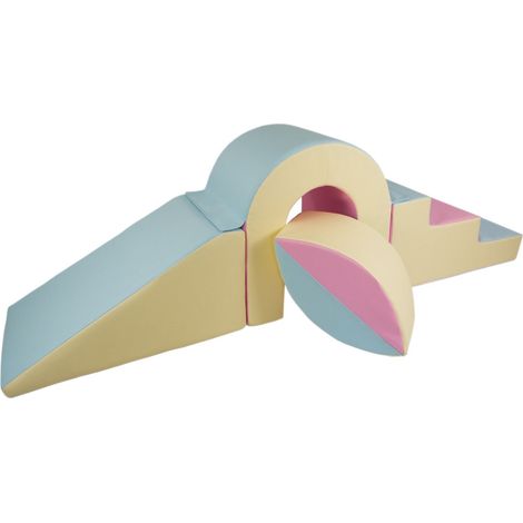 Jeu de pont en mousse - 65 cm de haut - rose, bleu, jaune (pastel) (1/5)