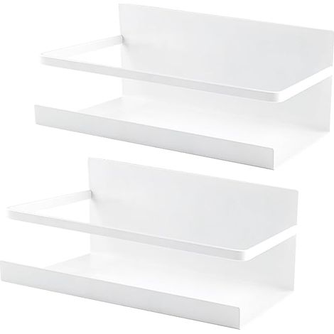 Etagère Magnétique Frigo, 2 Pièces Étagère à Épices pour Réfrigérateur, Organisateur de Cuisine, Rangement Épices, Économiseur Espace pour la Cuisine (Blanc) (1/5)