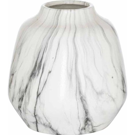 Marble Olpe Vase - Ceramic - L20 x W20 x H20 cm - Grey/White