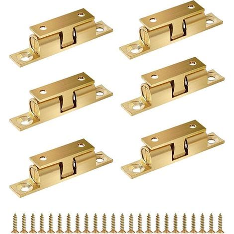 6-teiliger Doppelrollriegel, 60 mm Doppelspann-Kugellager-Türriegel aus Messing, robuster Messing-Schranktürriegel für Schubladenschränke (1/5)