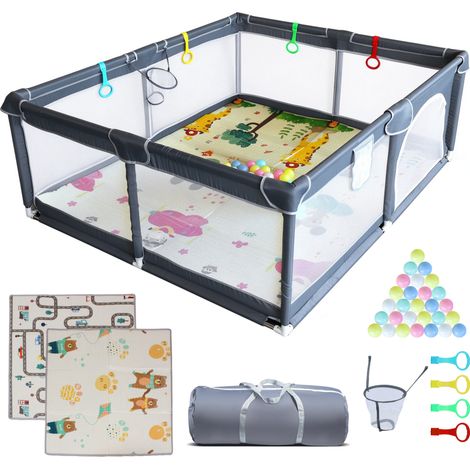 180x150cm Parc Bébé en Tissu Espace de Jeu Amovible Intérieur et Extérieur pour Enfants et Animaux (1/5)