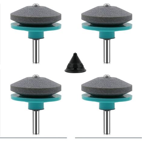 Afilador universal de cuchillas para cortacésped, 4 piezas, accesorios para cortacésped con 1 kit de equilibrado de cuchillas (verde y azul) (1/4)