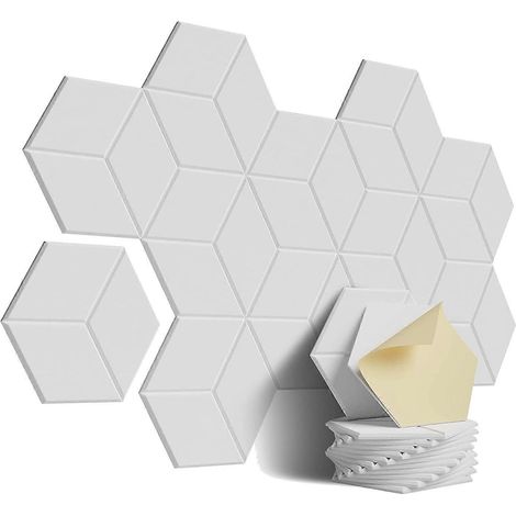 Lot de 12 panneaux acoustiques en mousse auto-adhésive (blancs) (1/5)