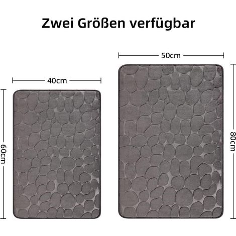 Tapis de bain JeiibrZui - 50 x 80 cm - 1 pièce - Absorbant et antidérapant - Beige avec lettres arc-en-ciel (1/5)