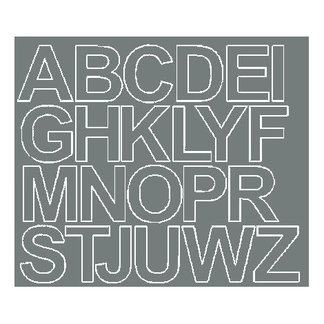 Letras autoadhesivas de 4,5 cm, color gris brillante.
