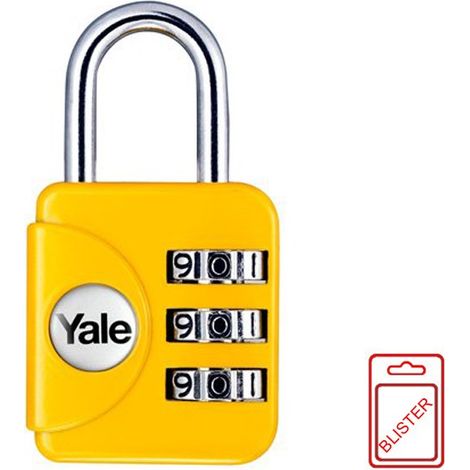 Yale LUCCHETTO DI SICUREZZA VALIGIA COMBINAZIONE mm. 28 Corpo lega zinco - Arco acciaio Col. Grigio (1/2)