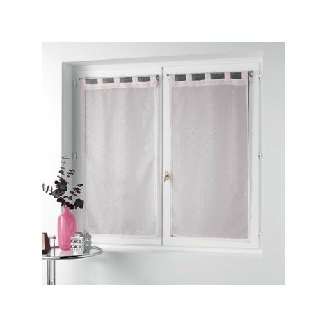 Paire de voilage à passants - imprimé métallisé - 60 x 160 cm - Orion - Rose - Livraison gratuite (1/3)