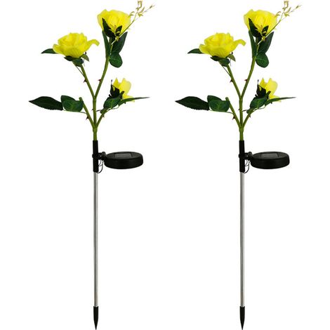 Lampes solaires d'extérieur en forme de rose, étanches, pour jardin, accessoires et décoration de jardin, jaunes.-AquaForge