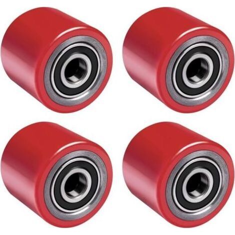 4 x Polyurethane Forklift Wheels 80 x 70 mm, 20 mm Axle with Ball Bearings, Spare Forklift Wheels, Maximum Load 600 kg (1/5)