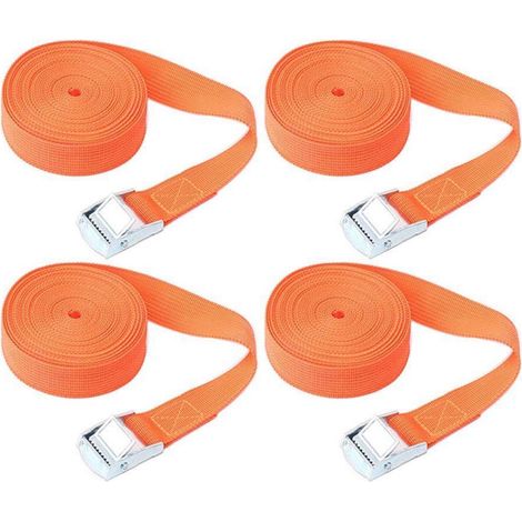 Spanngurte mit Ratsche 4 Stück 3m x 25mm Orange für Fracht & Gepäck