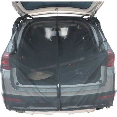 SABIR-Moustiquaire magnétique pour hayon, avec fermeture éclair, pour une utilisation en extérieur, camping - 144 x 150 cm (1/4)
