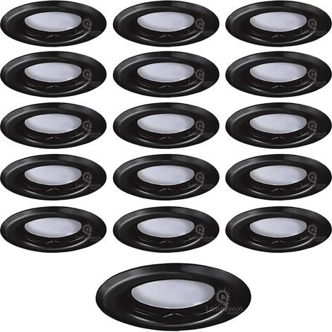 Lot de 15 Spots Encastrables Fixe Noir Mat avec GU10 LED 5W eqv. 50W Blanc Neutre 4000K (1/4)