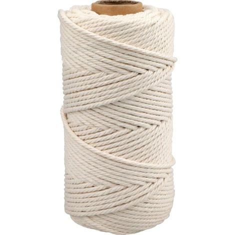 100M Fil Macramé 4mm Macrame Corde Blanc Ficelle de Coton Naturel Corde de Coton pour Emballage Cadeau,Décoration,Loisirs Créatifs (1/5)
