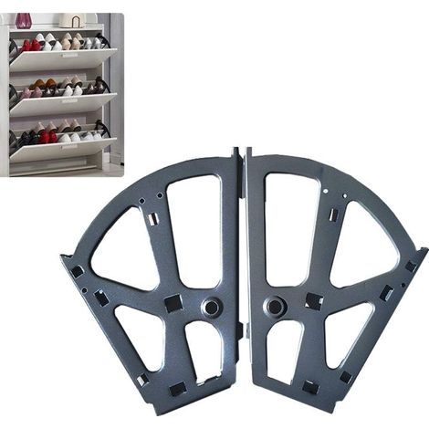 2 Pack Stainless Steel Shoe Cabinet Hinges with Drop Down Frame and Shoe Storage Shelf - Black (1/5)