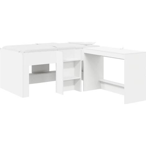 Lit haut enfant avec bureau, blanc, 80 x 160 cm (1/5)