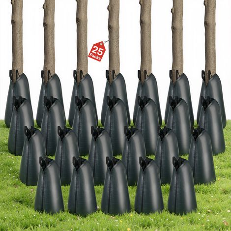 VEVOR Set di Sacco per Irrigazione di Alberi Confezione da 25 pezzi, Sacchi per Irrigazione Alberi a Goccia 3-4 Ore da Giardino Cortile Capienza ca. 75,7 Litri Materiale in PE 190 g/m² con Cerniera