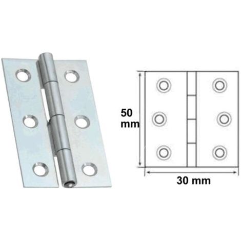 2 PEZZI CERNIERE CERNIERA A LIBRO ALI PIANE 50X30 mm PER MOBILE IN LEGNO