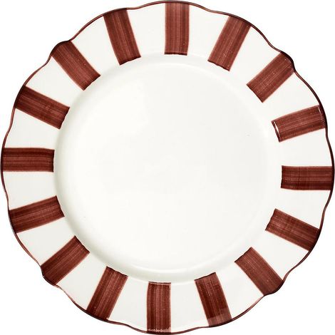 Lot de 6 Assiettes Plates "Cleo" 27cm Bordeaux & Blanc