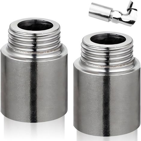 Lot de 2 rallonges de robinet 3/4" x 40 mm, filetage extérieur 3/4" femelle x 3/4", extension de filetage DN20, raccord de robinet en acier inoxydable 40 mm, rallonge de raccordement pour chauffage (1/5)