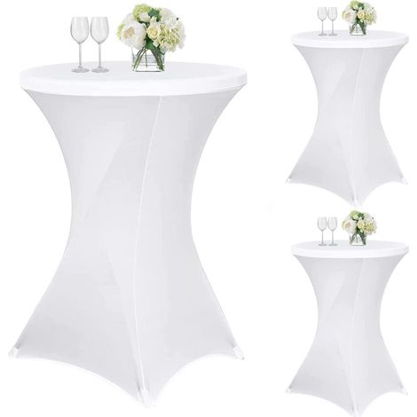 Stehtischhussen 3 Stück 80cm Stretch Fußtaschen Weiß Ø80cm-3er Set (1/5)