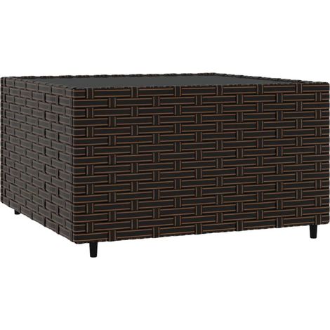Square Garden Coffee Table Brown 50x50x30 cm Poly Rattan vidaXL (1/5)