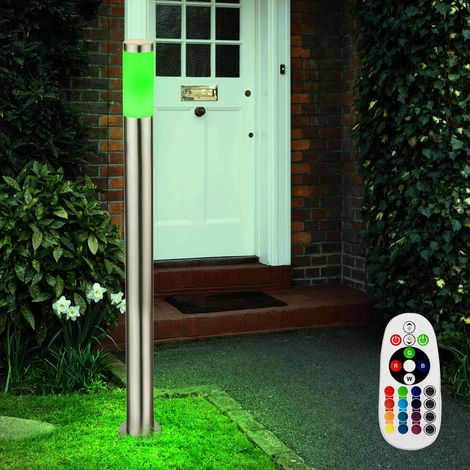 Télécommande d'éclairage extérieur de lampadaire en acier inoxydable dans un ensemble comprenant des ampoules LED RVB (1/5)