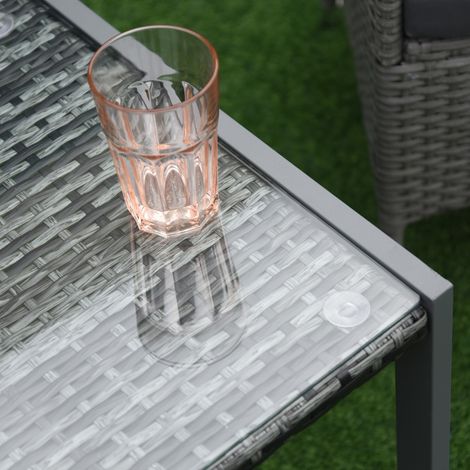 Tisch Beistelltisch mobil 50 cm Rattan Grau HAVRYA (1/4)