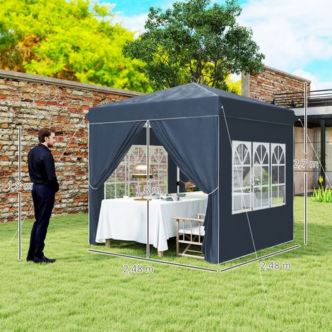 Pavillon 2,5 x 2,5 m, déperlant, robuste, pliable et résistant à l'hiver, protection UV 50+, tente de réception pliable, tente de jardin avec 4 panneaux latéraux et sac de rangement, pavillon de jardi (1/5)
