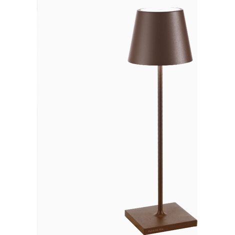 Zafferano Lampada a led da tavolo Poldina Pro Corten ricaricabile e dimmerabile con batteria fino a 12 ore. Da uso esterno IP65 (1/3)